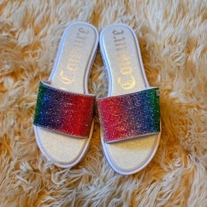 Juicy Couture size 8 rainbow rhinstone flats